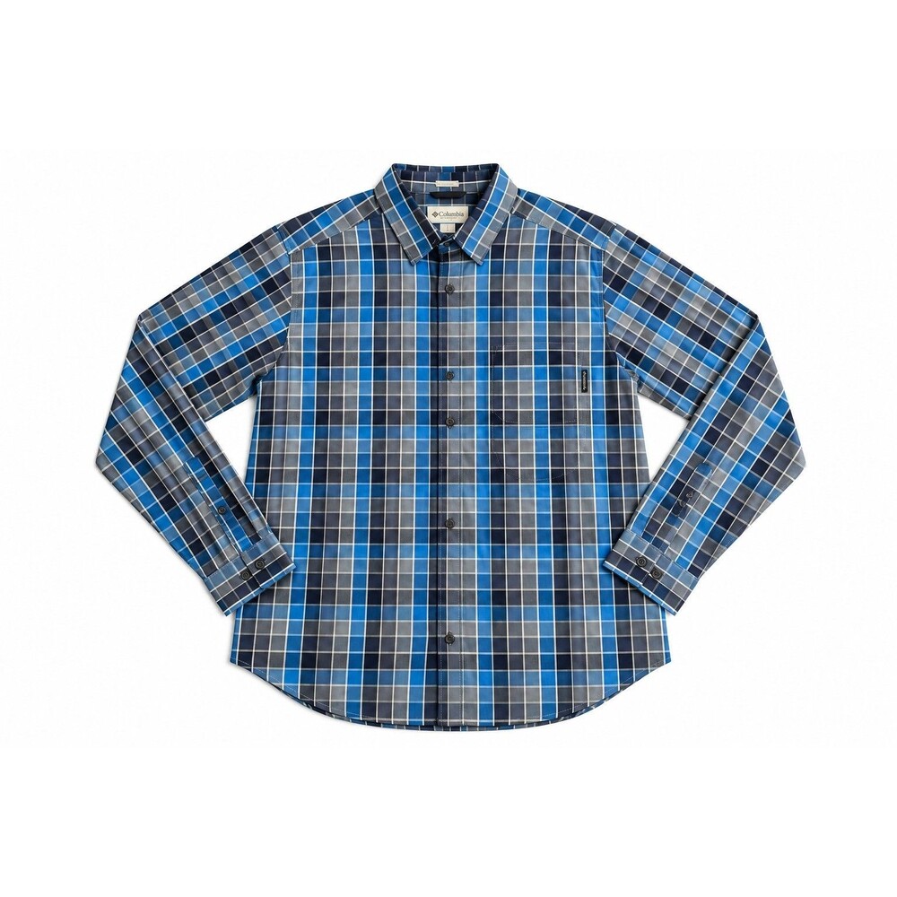Columbia Sportswear Men’s Blue Plaid Long Sleeve Button Down Shirt Size M